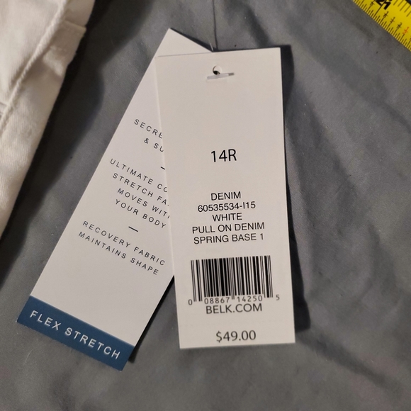 NWT New Directions White Crop Pull-On Stretch Denim Support Pants 14R - Picture 2 of 5